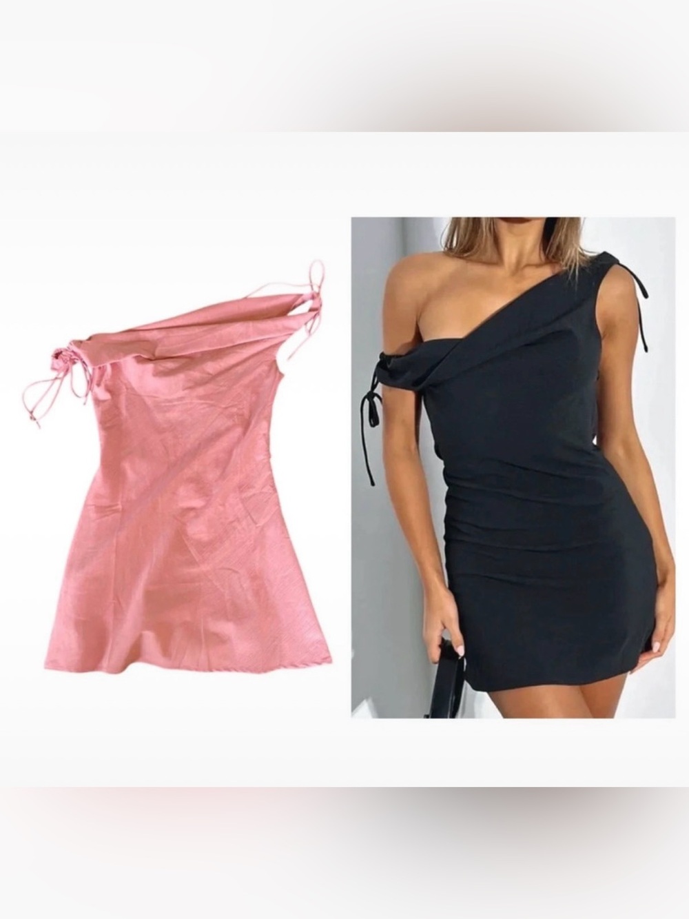 White Fox All I Need One-Shoulder Tie Strap Mini Dress - Pink